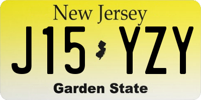 NJ license plate J15YZY