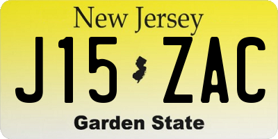 NJ license plate J15ZAC