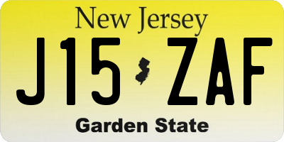 NJ license plate J15ZAF