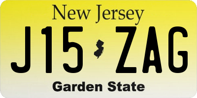 NJ license plate J15ZAG