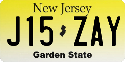 NJ license plate J15ZAY