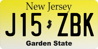 NJ license plate J15ZBK