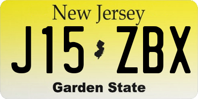 NJ license plate J15ZBX