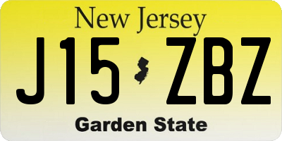 NJ license plate J15ZBZ