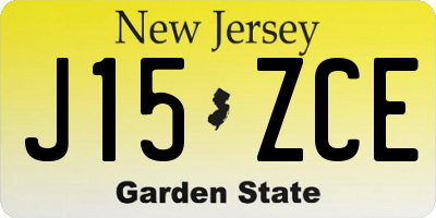 NJ license plate J15ZCE