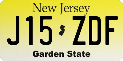 NJ license plate J15ZDF