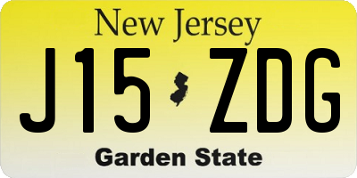 NJ license plate J15ZDG
