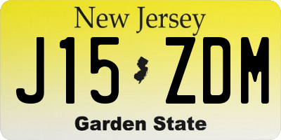 NJ license plate J15ZDM
