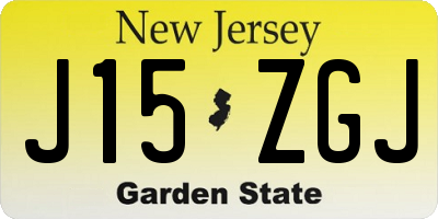 NJ license plate J15ZGJ