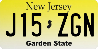 NJ license plate J15ZGN