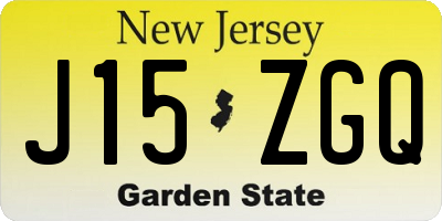 NJ license plate J15ZGQ