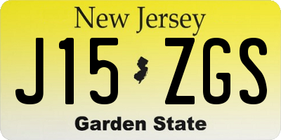 NJ license plate J15ZGS
