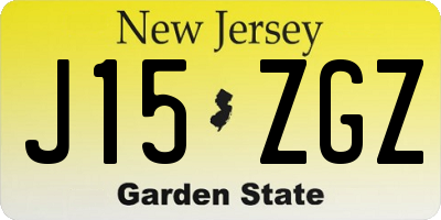 NJ license plate J15ZGZ