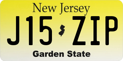 NJ license plate J15ZIP
