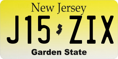 NJ license plate J15ZIX