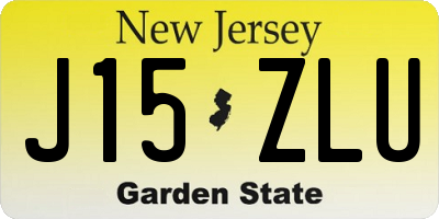NJ license plate J15ZLU