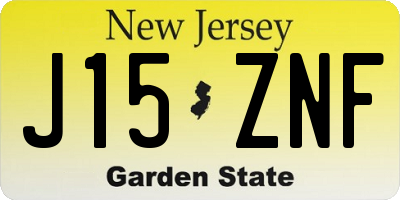 NJ license plate J15ZNF