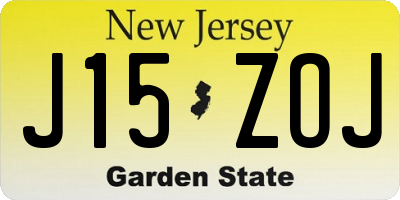 NJ license plate J15ZOJ