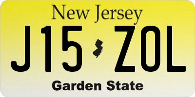NJ license plate J15ZOL