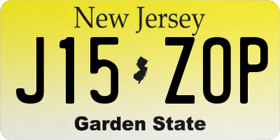 NJ license plate J15ZOP