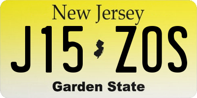 NJ license plate J15ZOS