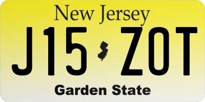 NJ license plate J15ZOT