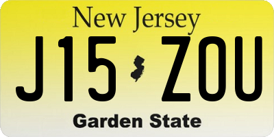 NJ license plate J15ZOU