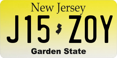 NJ license plate J15ZOY
