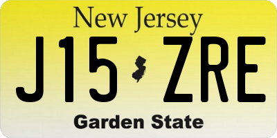 NJ license plate J15ZRE