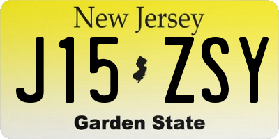 NJ license plate J15ZSY