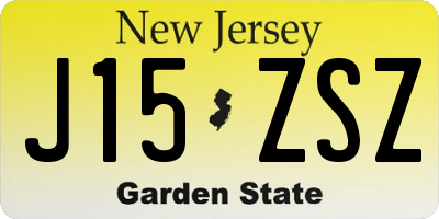 NJ license plate J15ZSZ