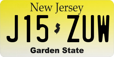 NJ license plate J15ZUW