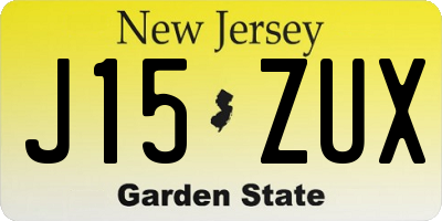 NJ license plate J15ZUX