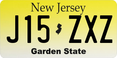 NJ license plate J15ZXZ