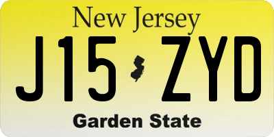 NJ license plate J15ZYD