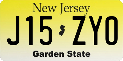 NJ license plate J15ZYO