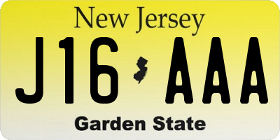 NJ license plate J16AAA