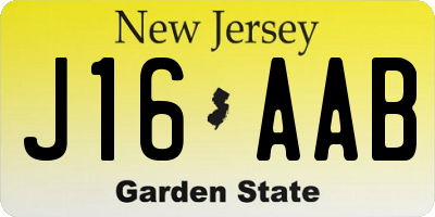 NJ license plate J16AAB