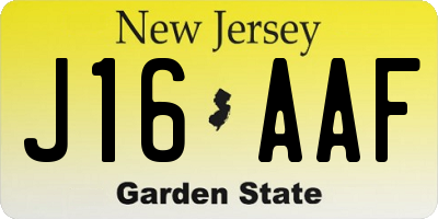 NJ license plate J16AAF