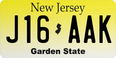 NJ license plate J16AAK