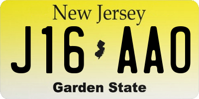 NJ license plate J16AAO