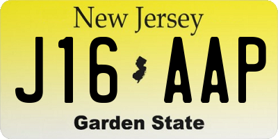 NJ license plate J16AAP