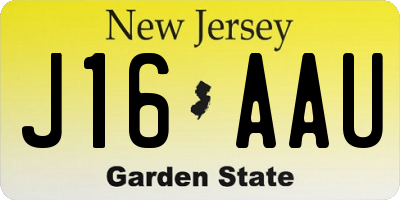 NJ license plate J16AAU