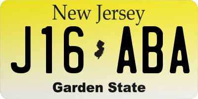 NJ license plate J16ABA
