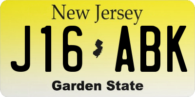 NJ license plate J16ABK