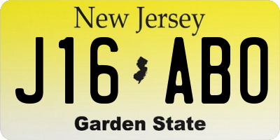 NJ license plate J16ABO