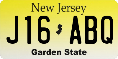 NJ license plate J16ABQ