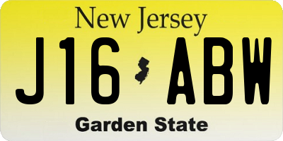 NJ license plate J16ABW