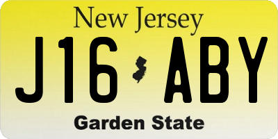 NJ license plate J16ABY