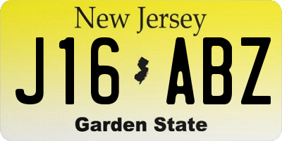 NJ license plate J16ABZ